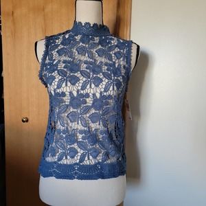 NWT Chance or Fate Sz S Blue Lace Top Sleeveless